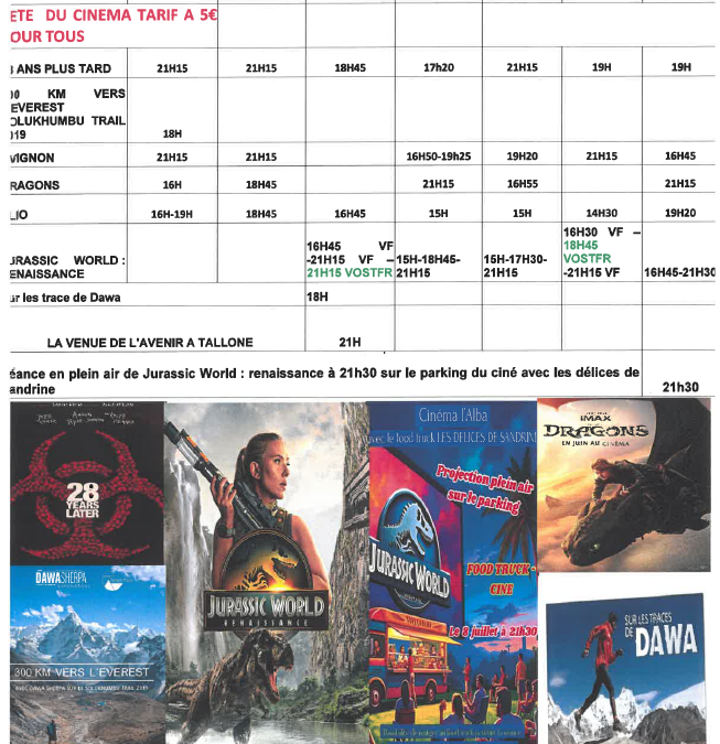 CINEMA L ALBA : PROGRAMME DU 2 AU 8 JUILLET 2025