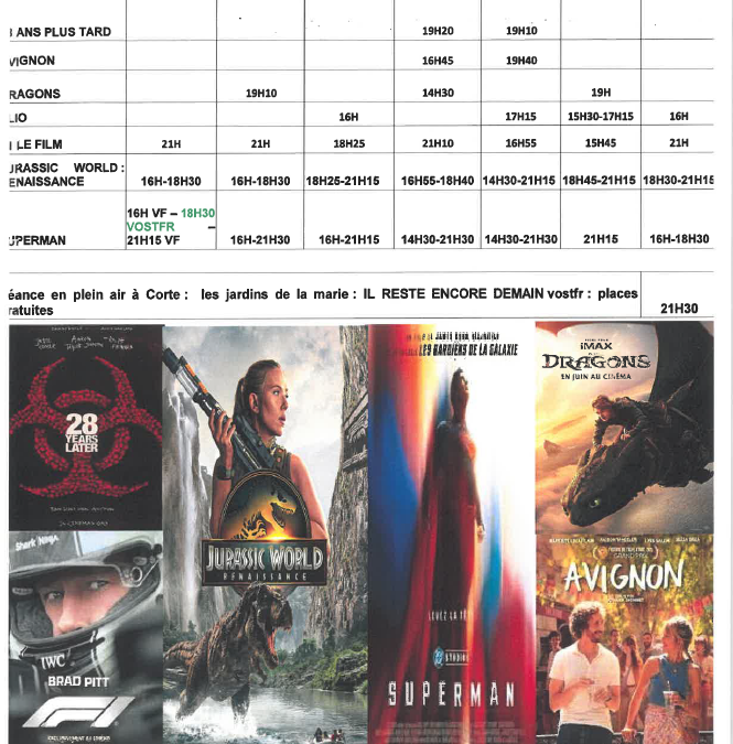 CINEMA L ALBA : PROGRAMME DU 9 AU 15 JUILLET 2025