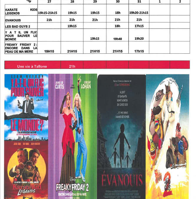 CINEMA L ALBA : PROGRAMME DU 27 AOUT AU 2 SEPTEMBRE  2025