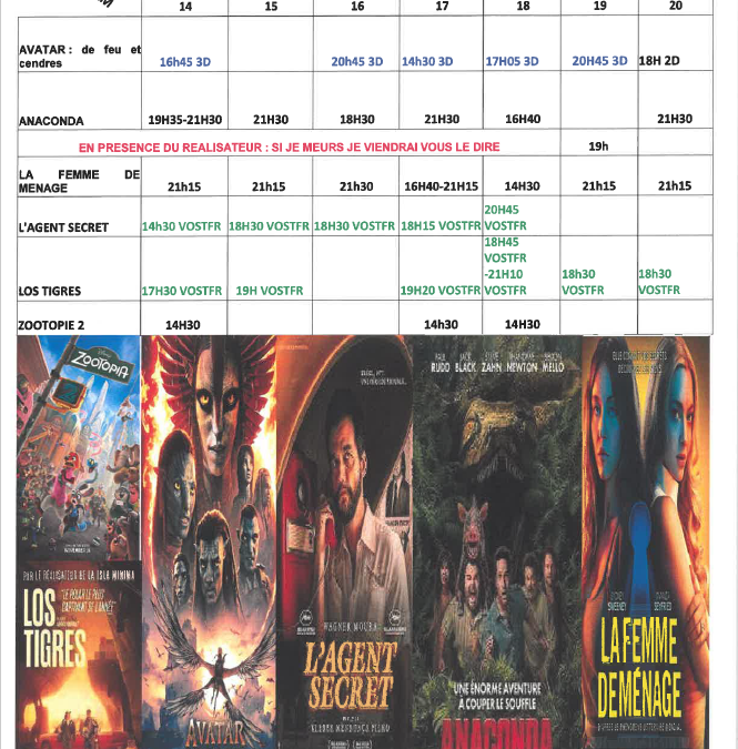CINEMA L ALBA : PROGRAMME DU 14 AU 20 JANVIER 2026