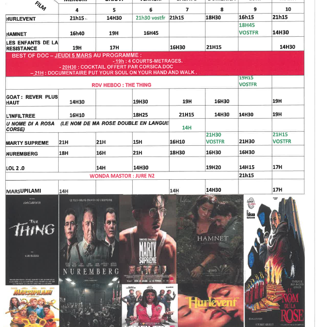 CINEMA L ALBA : PROGRAMME DU 4 AU 10 MARS 2026