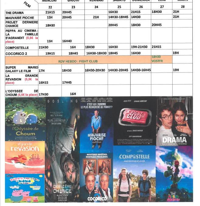 CINEMA L ALBA : PROGRAMME DU 22 AU 28 AVRIL 2026