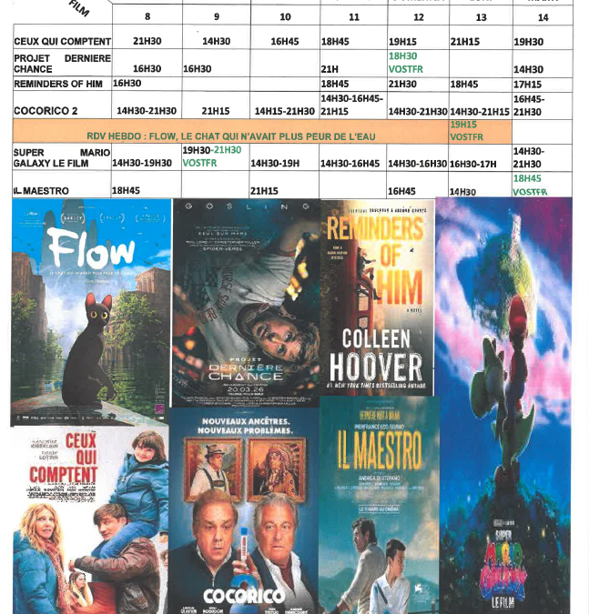 CINEMA L ALBA : PROGRAMME DU 8 AU 14 AVRIL 2026