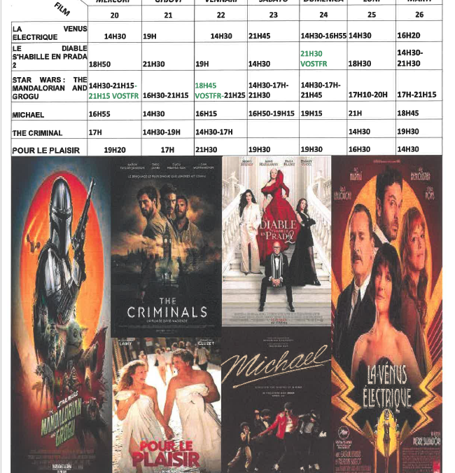 CINEMA L ALBA : PROGRAMME DU 20 AU 26 MAI 2026