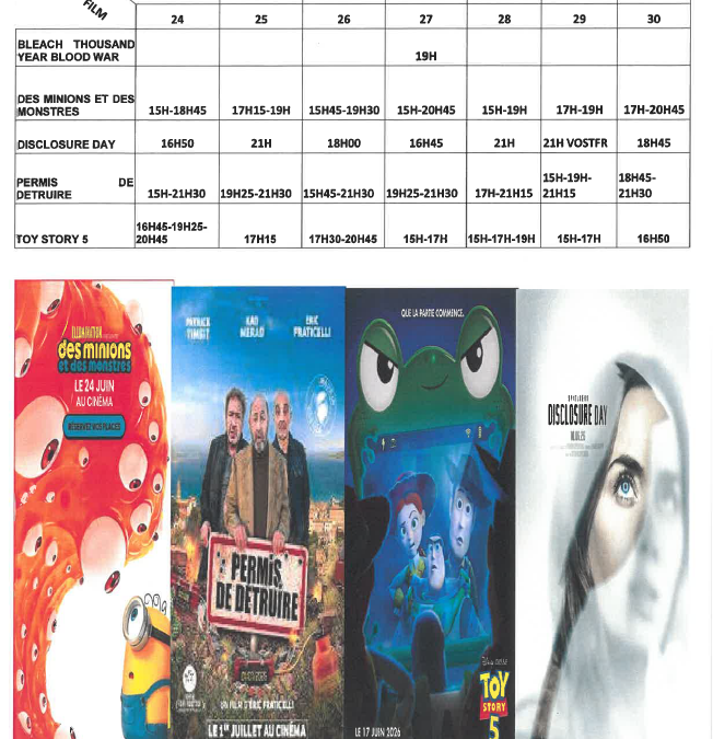 CINEMA L ALBA : PROGRAMME DU 24 AU 30 JUIN 2026