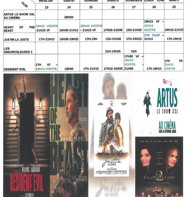 CINEMA L ALBA : PROGRAMME DU 23 AU 29 SEPTEMBRE 2026