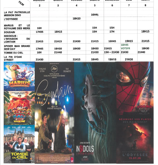 CINEMA L ALBA : PROGRAMME DU 2 AU 8 SEPTEMBRE 2026